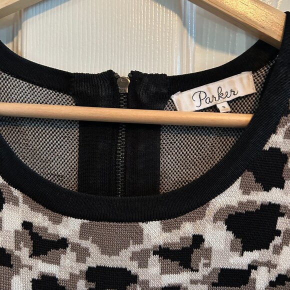 Parker NY Women Hartley Black SZS Knit Dress Fishnet/Mesh Long Sleeves BodyCon - Picture 8 of 10